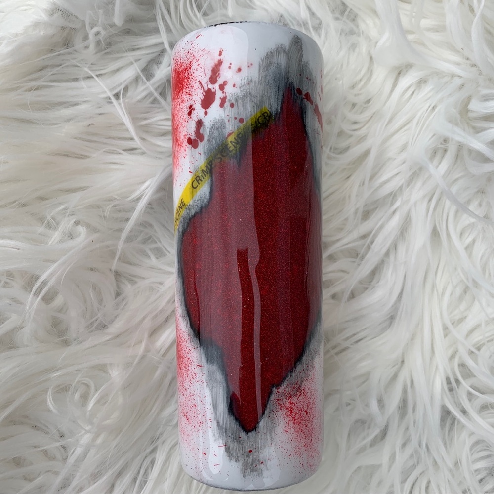 True crime scene glitter tumbler